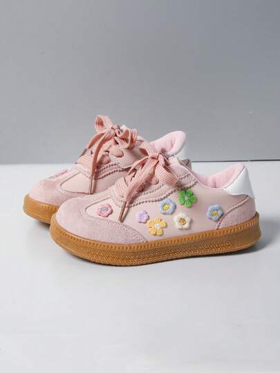 女童碎花休闲软底透气公主风运动鞋，春秋季