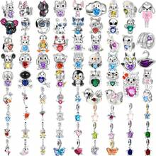 DIY兔子云马龙羊龟动物多系列串珠吊坠，适配原装欧洲女士纯银手链首饰礼品 - 彩色 - 查看 1