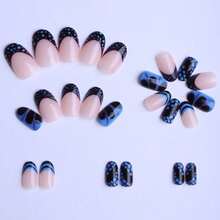 Exquisite And Fashionable Wearing Nail 24 Pieces Ocean Series Almond Nail Art Piece Pearl Wearing Nail Fake Nail - 藍色 - 查看 2