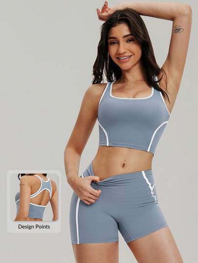 MASKERT סט יוגה נוח וידידותי לעור לנשים, מכנסיים קצרים קז'ואל, שרוולים קצרים, סט 2 חלקים לספורט בחוץ, בגד ריצה וכושר גמיש במיוחד