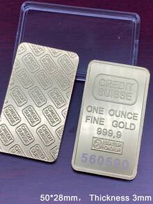 Non Magnetic Credit Swiss Bullion Bar 1 OZ Gold Plated Ingot Badge Coins With Different Serial Number,Product Number Random - Multicolor - View 2