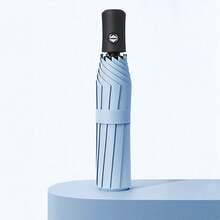 Umbrella Sun Umbrella Folding Umbrella Travel Essentials Dual-Purpose Sun Rain Umbrellas Fully Automatic Umbrellas UV Protection Increased Thickness For Both Men And Women Windproof Compact Collapsible - Blue - View 4