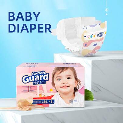 Growth Guardian Cloud-Soft Ultra-Thin Disposable Baby Diapers, Super Absorbent Core, Nano-Porous Breathable Design, 3D Contoured Fit With Double Leak Guards, Protects Baby During Crawling, Rolling, And Sleeping