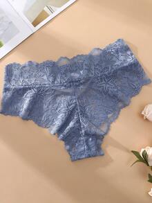 Set de 5 tangas de mujer con estampado de encaje de estrella de unicolor, ropa interior sexy y romántica, adecuada para uso diario y ocasiones especiales - Multicolor - Ver 8