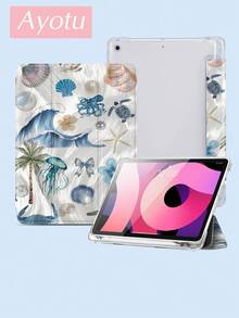 1件羽毛雪纺海洋元素平板电脑保护套和Kindle电子书保护套，兼容iPad 10代、iPad 11/Air 4/Air 7/9.7、Galaxy Tab A9 Plus、Kindle（11代-2024）、Kindle Paperwhite 12代（2024），绝佳节日礼物，时尚简约图案。 - 彩色 - 查看 5