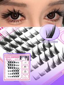 496pcs/100pcs/36pcs Nine-Tailed Rabbit & Fox Lili 30D+40D Cluster False Eyelashes | Fluffy Natural False Eyelash Set, Includes Daily Makeup Tools - Black - View 6