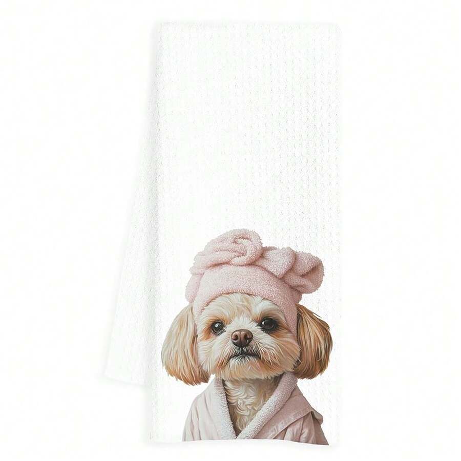 Pink Shih Tzu Hand Towels For Bathroom, Shih Tzu Bathroom Hand Towels, Dog Bathroom Decor, Hand Towels, Bathroom Decor, Shih Tzu Gifts For Women Dog Lovers, 16x24 Inch - 西施犬2 - 查看 1