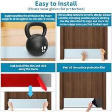 Placa Protectora de Acero Inoxidable para Puerta, 8" x 34" Placa de Empuje para Puerta, Placa Protectora Autoadhesiva para Puertas de 36" Interior o Exterior (Níquel Cepillado) - Negro - - Ver 3