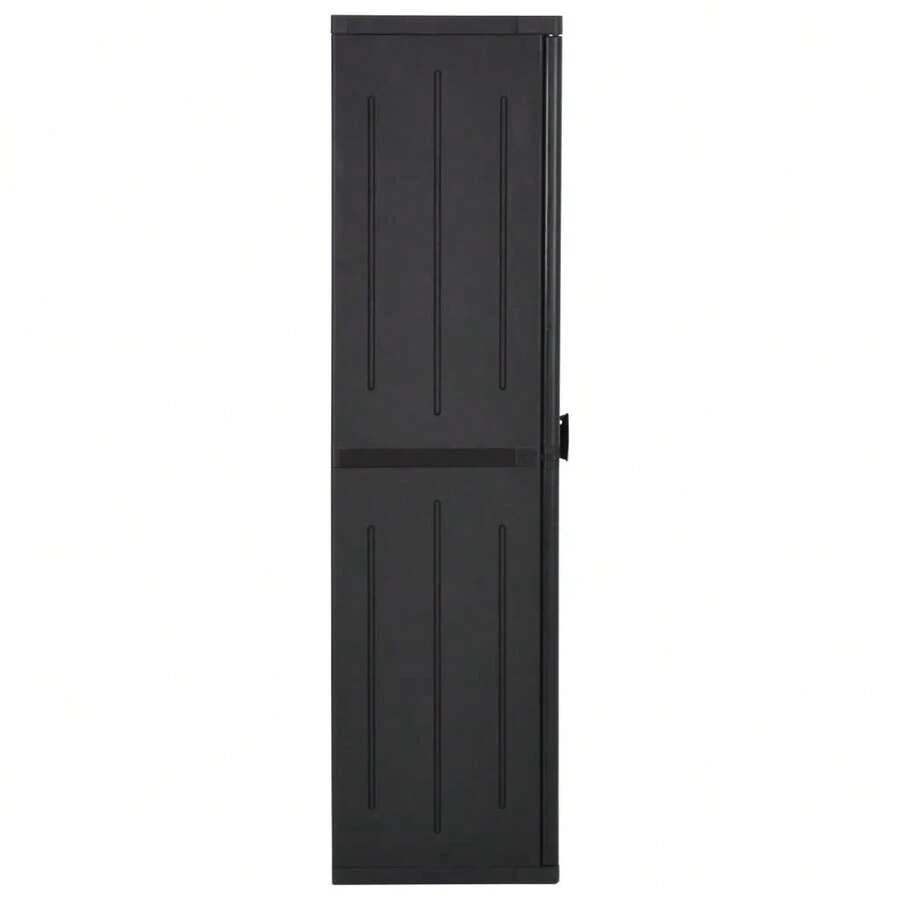 vidaXL Gartenschrank Schwarz 65x45x172 cm PP-Rattan - Schwarz - Übersicht 1