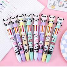 Kawaii Multicolor Ballpoint Pen, 10 Colors, Cute Panda Bear Sitting Design - White - View 2
