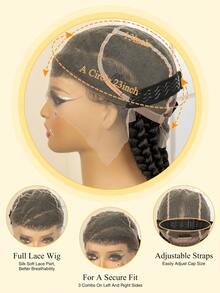 【手工全蕾丝编织假发】1顶男女通用成人手工全蕾丝编织假发 - 180%密度，6股高温丝，透气舒适，长款