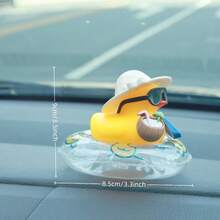 1pc Summer Duck Car Decor - Tropical Beach Dashboard Statue Featuring Coconut And Green Buoy Accents, Unisex Anti-Slip Car Accessory, Fun Gift For Friends (Includes Sticky Pad) - A - View 5