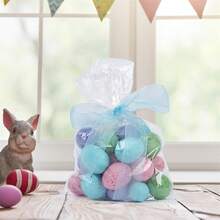 Juego de huevos de Pascua coloridos, huevos de plástico creativos, adorno DIY para primavera, sala de estar, dormitorio, TV, mueble, hogar, oficina, decoración de fiesta - Azul - Ver 2