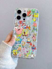 SpongeBob SquarePants 1个卡通趣味全屏海绵宝宝家族图案防震透气手机壳，兼容三星/苹果17/16/15/14/13/12/11 Pro Max/12 Pro/14 Plus - 彩色 - 查看 3