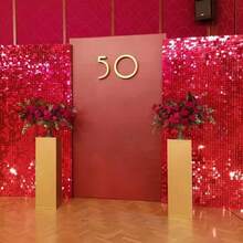Gold Shimmer Wall Backdrop 24PCS Gold Sequins Backdrop Decoration Panels, Photo Backdrops Birthday, Anniversary Wedding Engagement Decoration Gold - Đỏ - Xem 9