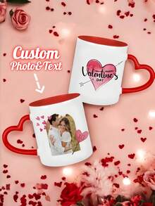 1pc Customized Mug, Personalized Photo & Text "Expiration Date" Coffee Cup, Happy Valentine's Day Ceramic Mug, Couple Photo Tea Cup, Customized Anniversary Drinkware, Boyfriend/Girlfriend Gift, Valentine's Day Couple Gift