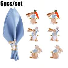 6pcs/Set Cute Rabbit Napkin Rings, Suitable For Easter, Spring Festival Party Table Decoration, Multiple Styles Available - Multicolor - View 14