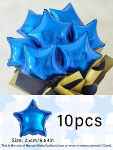 10个10英寸五角星气球，金色、银色、玫瑰金、红色、绿色、粉色、蓝色、紫色、紫红色可选，小星星铝箔气球，适用于生日派对、气球花束、惊喜礼物、万圣节、圣诞节、太空/星系主题派对装饰