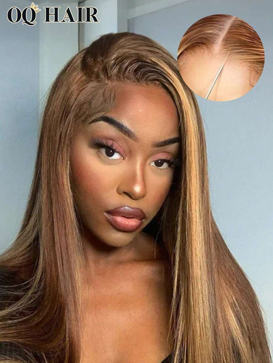 OQ 直发挑染 6x4 透明蕾丝闭合假发 180% 18-28 英寸 即戴即用 无胶假发 预剪预拔蕾丝前额假发 编织式 无胶自然发际线 万圣节装扮 万圣节假发接发 艺术优雅 活力四射 休闲日常 浪漫度假 年轻 适合初学者 - S4/27 - 查看 1