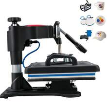 Heat Press Machine, 5 In 1 Combo 12 X 15 Inches, Fast Heating, 360 Swing Away Digital Sublimation T-Shirt Vinyl Transfer Printer With Anti-Scald Surface, Hat, Mug, Plate, ETL Listed, Black - Blue - View 1