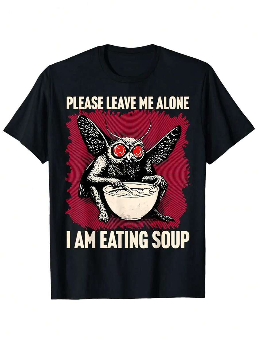 Please Leave Me Alone I Am Eating Soup Funny Mothman T Shirt - màu đen - Xem 1