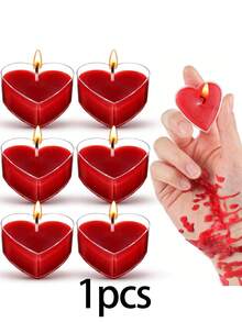 9pcs Heart-Shaped Scented Candles, Suitable For Proposal, Birthday Celebration, Room Decor, Graduation Gift, Home Decor, Christmas Decoration, Christmas Gift - Red - View 7