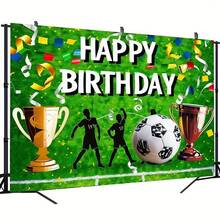 1pc Football-Themed Birthday Party Banner, Birthday Banner Background, Party Photo Backdrop, Wall Decoration Prop, Party Supplies, Home And Outdoor Decorations.