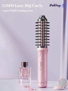 PinkSings Rechargeable Curling Comb, Volumizing Styler, Electric Brush, Self-Curling Iron, Large Capacity Curling Iron, Wireless Straightening Brush - Pink - View 3
