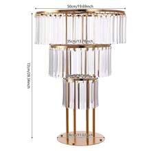 Wedding Gold Crystal Flower Stand, 3-Tier Round Pedestal Stand With Crystal Accents, Crystal Flower Stand, 3-Tier Gold Wedding Centerpiece Stand, Round Crystal Pedestal For Floral Arrangements, Dessert Table, Photo Booth Backdrop, Centerpiece Display For Wedding, Party, Event Decor, 28" Tall Freestanding Cake Stand Alternative, Easy Assembly - Gold - View 8