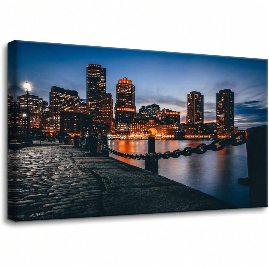 Pacimo Cityscape Canvas Wall Art Print Skyscrapers Harbor Skyline Painting Wall Decor Living Room Home Decoration Gallery Wrapped Posters and Prints Ready to Hang xcuadros decorativos para sala,poster,con marco,posters,cuadros para la pared ,marcos para cuadros,cuadro,virgen de guadalupe,salascuadros decorativos para sala,poster,con marco,posters,cuadros para la pared ,marcos para cuadros,cuadro,virgen de guadalupe,salas - transparente - Ver 1