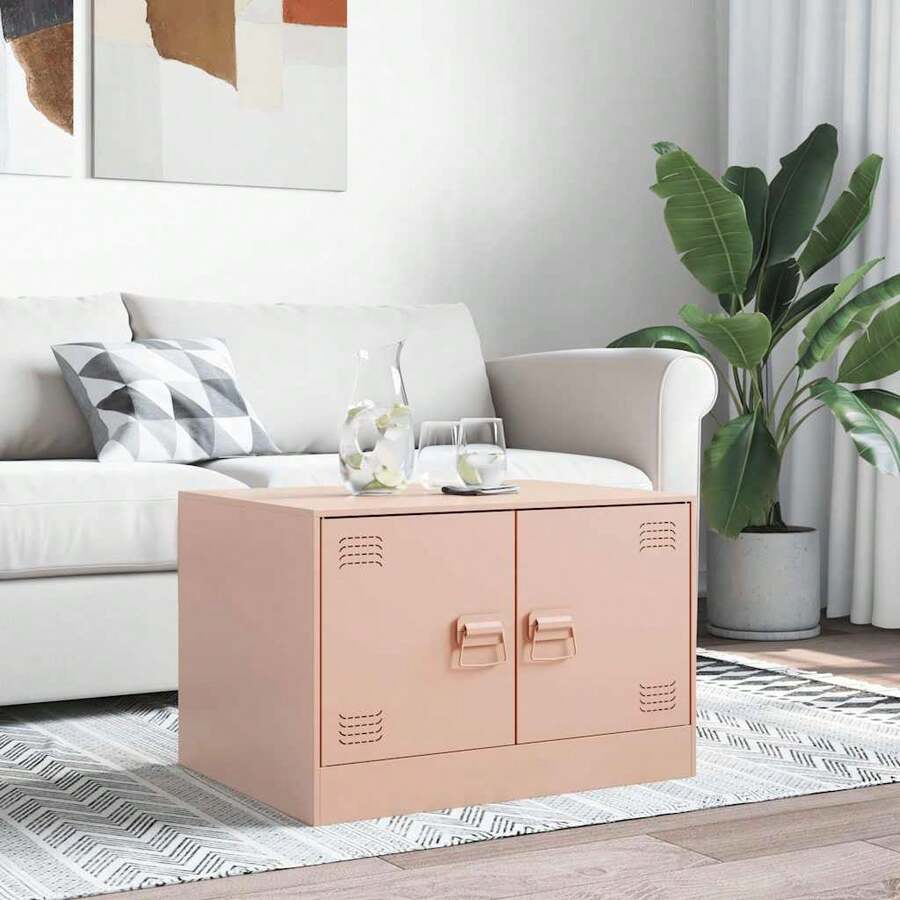 vidaXL Mesa baixa rosa 67x50x44 cm cinza - Rosa - Ver 1
