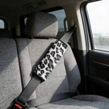 2pcs/1pc Artificial Leopard Print Plush, Comfortable And Delicate, Car Shoulder Protector, Seat Belt Decoration