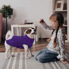 1 Stück Hundemantel, dicker Weste mit Leine für mittelgroße/große Hunde, gepolsterte warme Jacke mit Leinendurchlass, geeignet für Dackel, Labrador, Beagle, Dogge bei Kälte und Schnee - Violett - Übersicht 7