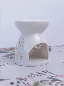 1 Stück Ramadan Keramik Aromalampe, Cut Out Mond- & Sternform, integrierte Lichtquelle mit warmem Glühen, geeignet zum Platzieren von duftenden Wachsen/Ölen, ideal für Iftar-Zeremonie, Familienessen-Atmosphäre und entspannende Ramadan-Abende zuhause - Verschiedenfarbig - Übersicht 4