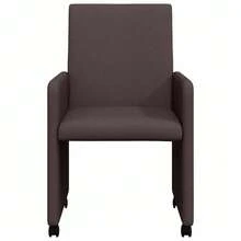 vidaXL Chaises de salle à manger avec roues 2 pcs Tissu Marron foncé - Tabac - Voir 4