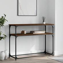 vidaXL Tavolo consolle chêne marron 100x35.5x75 cm wood engineering - Castano - Visualizzare 2