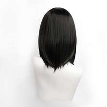 Karida 14-Inch Synthetic Fiber Cosplay Wig With Bangs, Layered Straight Hair, Unisex Cosplay Wig, High Density, Natural-Looking Cosplay Wig For Men And Women