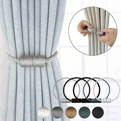 2pcs Powerful Magnetic Curtain Tiebacks, Handmade Braided Rope Curtain Tiebacks, Unique And Elegant Decorative Curtain Tiebacks, Curtain Holders, Suitable For Home, Office And Outdoor Windows