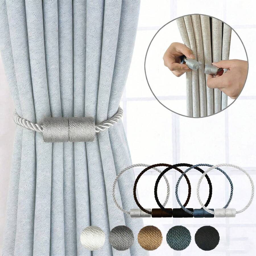 2 pezzi Fermatende magnetici potenti, fermatende in corda intrecciata fatti a mano, fermatende decorativi unici ed eleganti, adatti per casa, ufficio e finestre esterne - Multicolore - Visualizzare 1