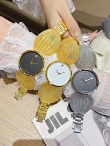 BAOHE 1 件女士金色蝴蝶表带镶嵌钻石石英腕表，情人节礼物