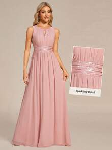 EVERPRETTY Romantic Chiffon Backless Ruffle Trim Pink Bridesmaid Dress, Wedding Guest Dress, Semi-Formal Dress - Pink - View 6