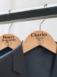 Customized Text/Logo Wooden Clothes Hanger, Non-Slip, Seamless, Household, Hotel, Laundry, Wedding, Home Garment Hanger