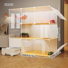 室内猫笼带猫砂盆、猫公寓、猫屋、猫厕所，拥有宽敞的自由空间 - 彩色 - 查看 12