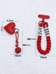 1pc Red Heart-Shaped Phone Lanyard, Festive Phone Charm Strap Gift For Girlfriend, Friends On Valentine's Day - Multicolor - View 8