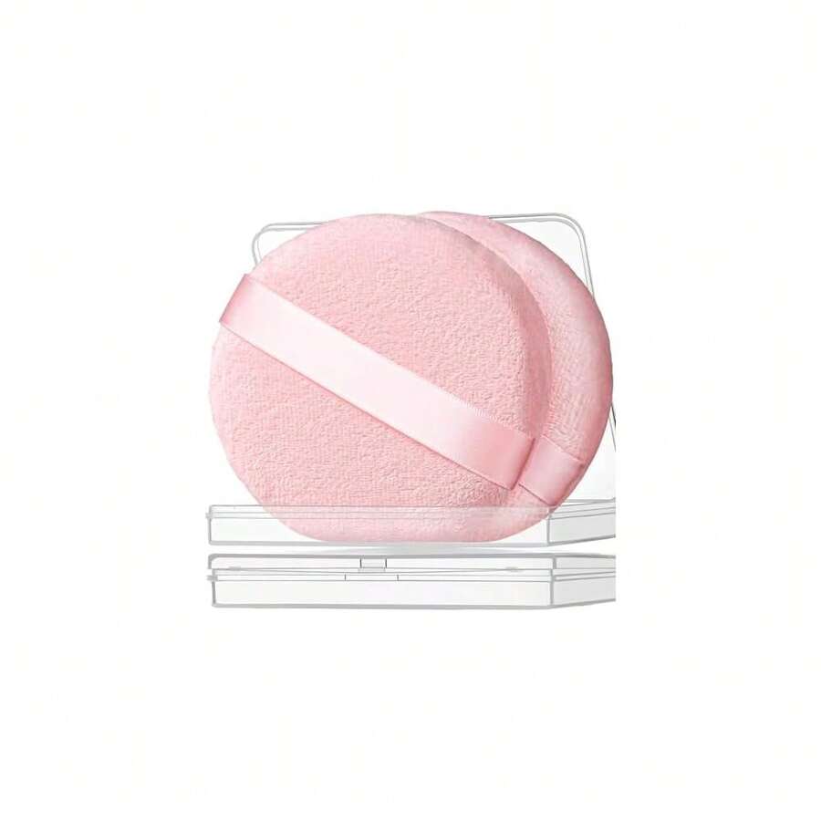 2Pcs Pink Powder Puff, 4.13Inch Body Powder Puff, For Body Powder Pink - 粉色 - 查看 1