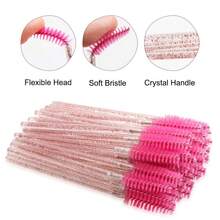 100pcs/200pcs Disposable Mascara Wands, Eyelash Brushes, Suitable For Eyebrows, Eyelash Extensions, Eyebrow Brush, Eyeshadow Brush, Makeup Brushes - Pink - View 3