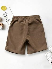 1pc Young BoyStreetwear American Stylish Comfortable Corduroy Cute Baby Shorts - Brown - View 2