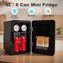 LED Skincare Mini Fridge - 6L Refrigerators For Makeup & Drinks (Black) - Car/Home Portable Cosmetic Storage - 查看 3