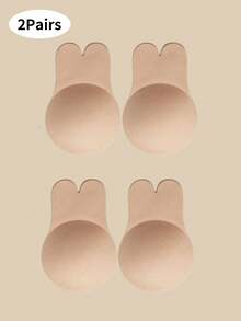 2 Pairs Rabbit Ear Silicone Invisible Bra Pads, Self-Adhesive Sports Enhancing Bust Pads, Reusable - Multicolor - View 18