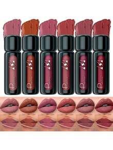 Pudaier 2支装【防水唇釉 | 色彩鲜艳，不粘腻，哑光红棕色唇釉 - 保湿，高显色度唇彩 - 完美的防晕染浪漫情人节礼物】 - 02+06 - 查看 7